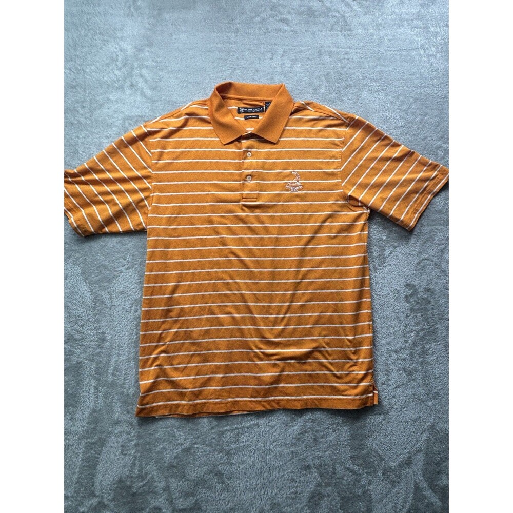 Oxford Golf Super Dry COOLMAX Men's Large Orange White Stripe Pinehurst Golf